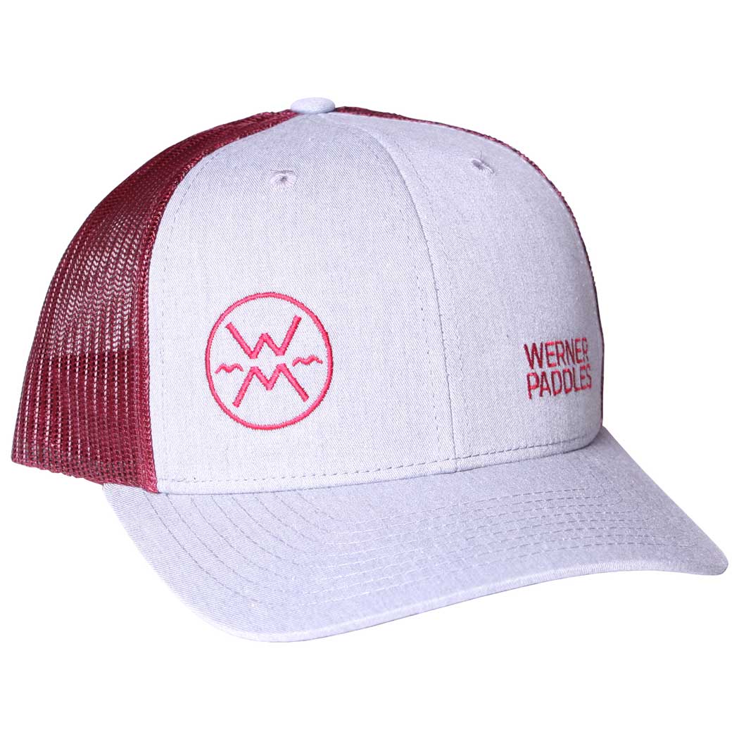 Werner Rolled Brim Adjustable Hat Grey with Berry Logo angle view