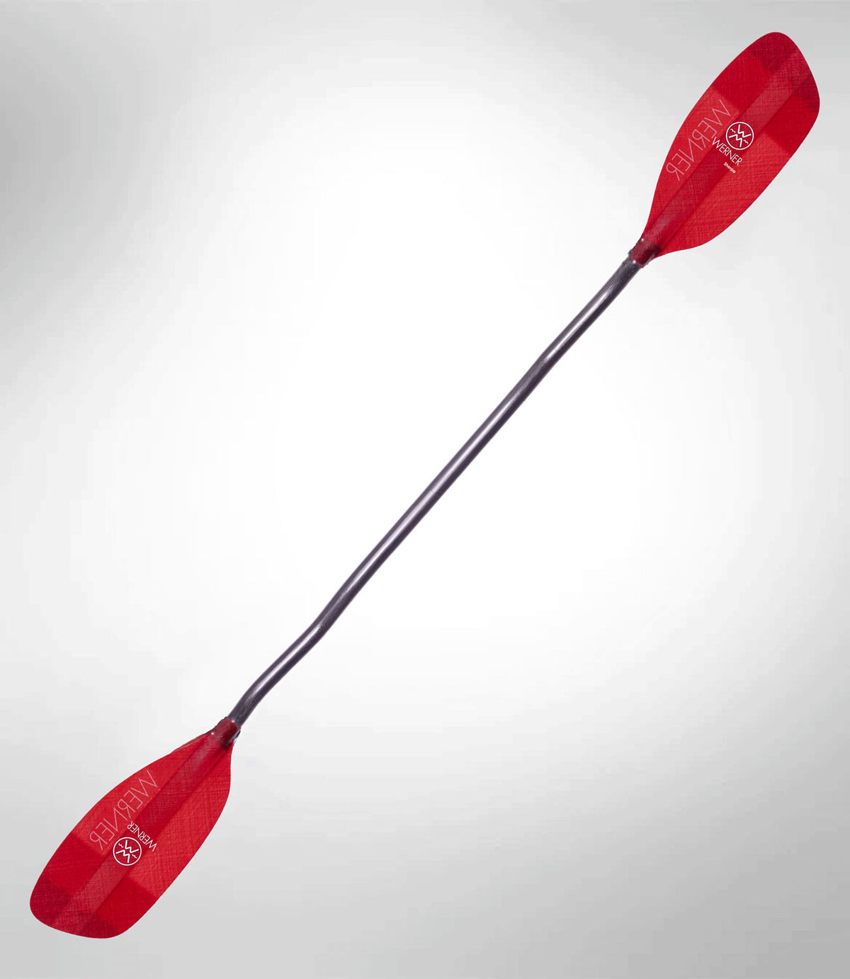 Werner Sherpa 1 piece bent shaft kayak paddle translucent red full length