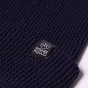 werner waffle knit beanie in navy logo detail